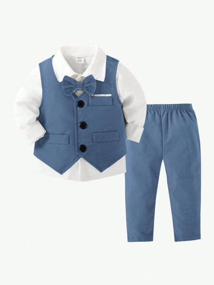 Charming St. Patrick's Day Outfit: 2pcs Suit with Vest & Pants for Boys