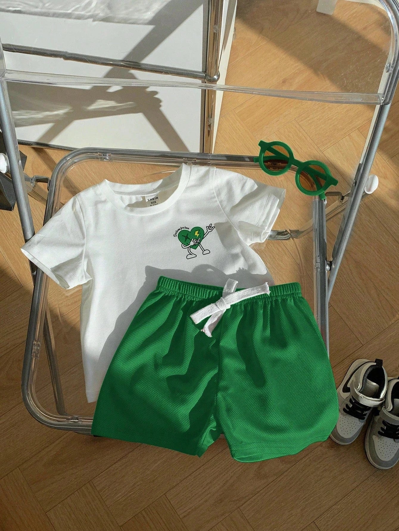 St. Patrick's Day Outfit: Baby Boy Cartoon Tee & Shorts Set