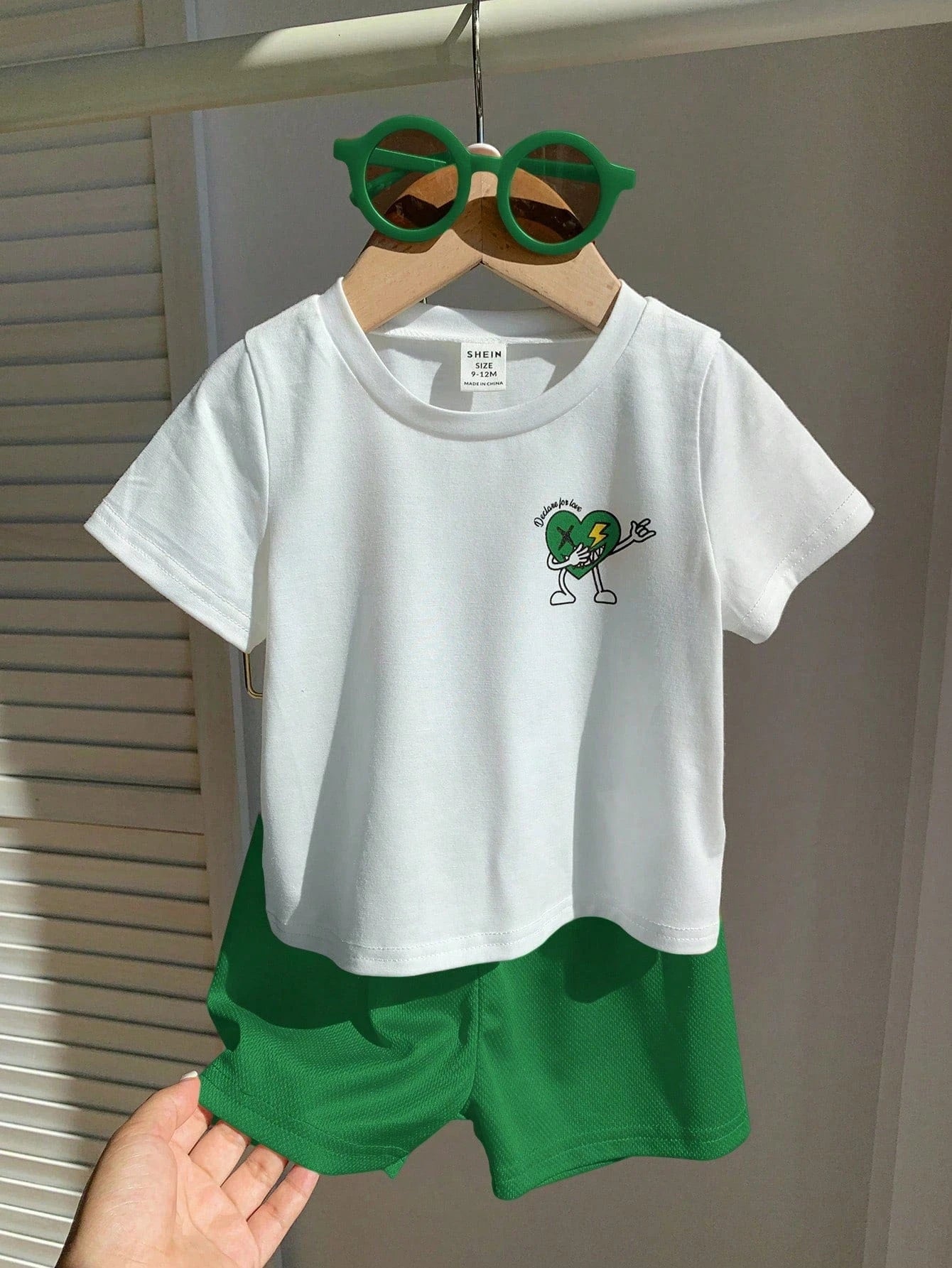 St. Patrick's Day Outfit: Baby Boy Cartoon Tee & Shorts Set