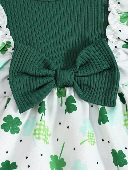 Charming St. Patrick's Day Outfit: Green Ruffle Dress for Girls