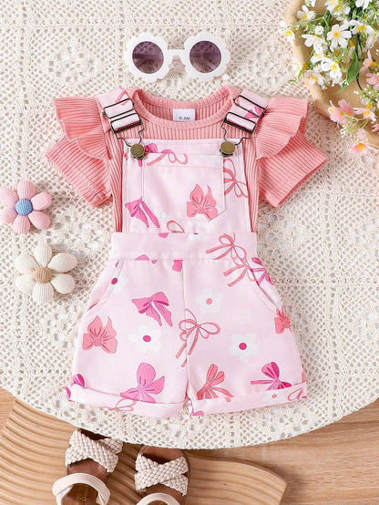 Adorable St. Patrick's Day Outfit for Baby Girls - Cute Romper & Bib Pants Set