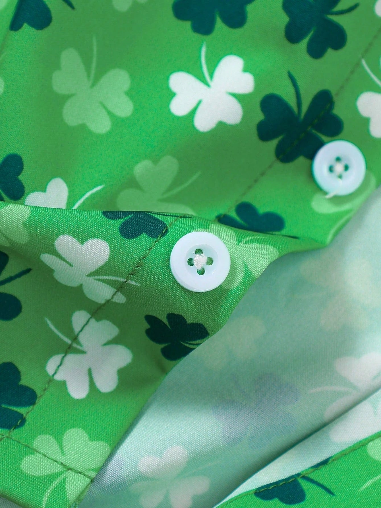 St. Patrick's Day Outfit: Tricolor Clover Button-Up Shirt for Boys