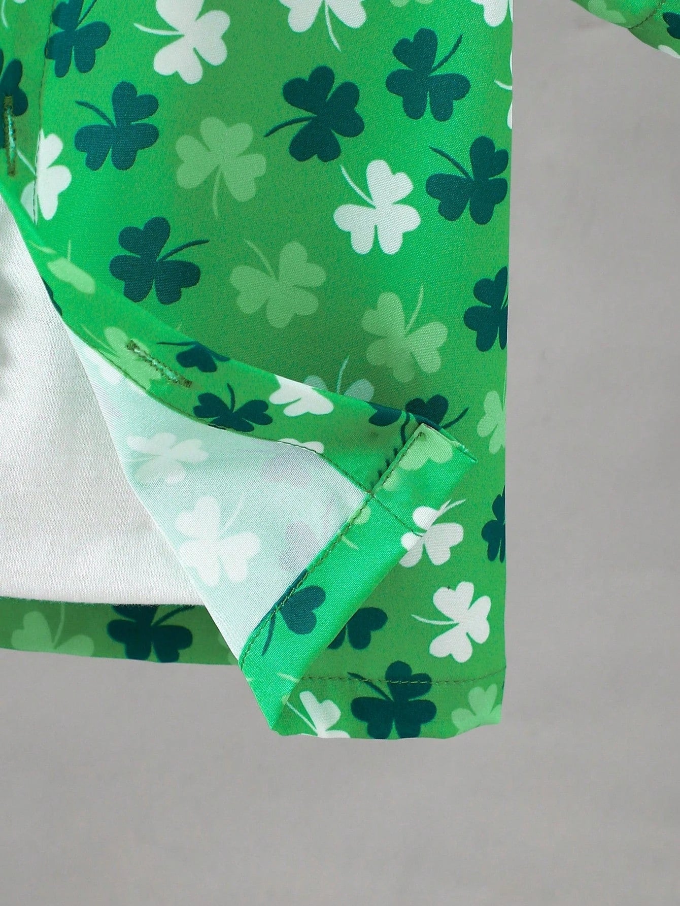 St. Patrick's Day Outfit: Tricolor Clover Button-Up Shirt for Boys