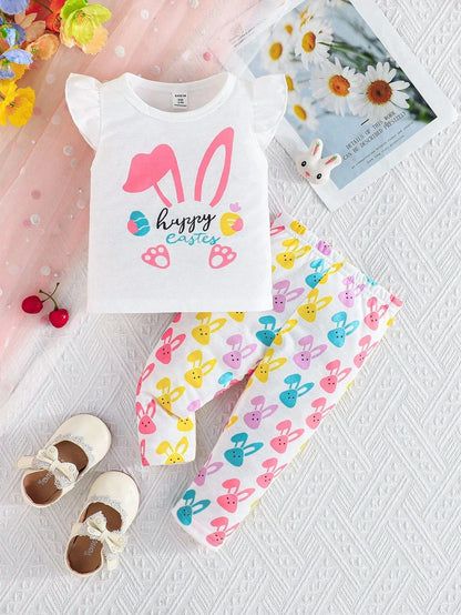 Adorable Baby Easter Outfit: Cute Rabbit Print Set