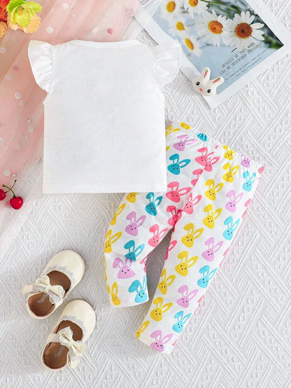 Adorable Baby Easter Outfit: Cute Rabbit Print Set