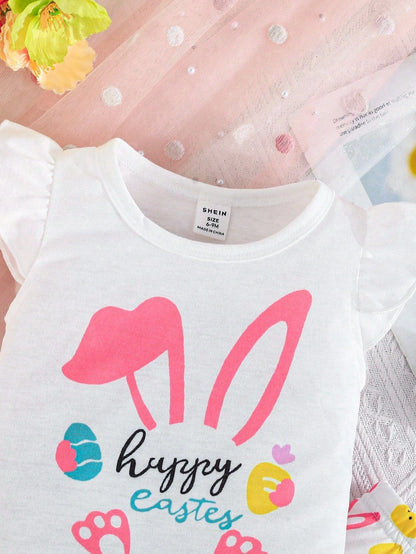 Adorable Baby Easter Outfit: Cute Rabbit Print Set