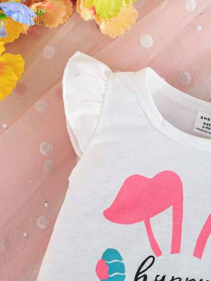 Adorable Baby Easter Outfit: Cute Rabbit Print Set