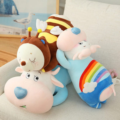 Rainbow Cow Stuffed Animal Cuddle Pillow