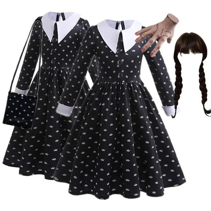 Wednesday Addams Costume Kids Spring Autumn Dresses