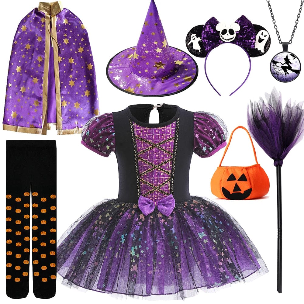 Witch Costume Girls Halloween Sequin Dress