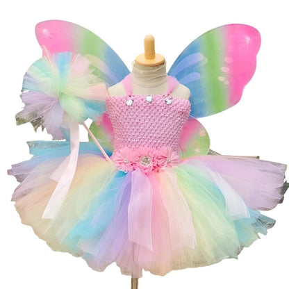 Fairy Costume Girls Pastel Butterfly Fairy Dress