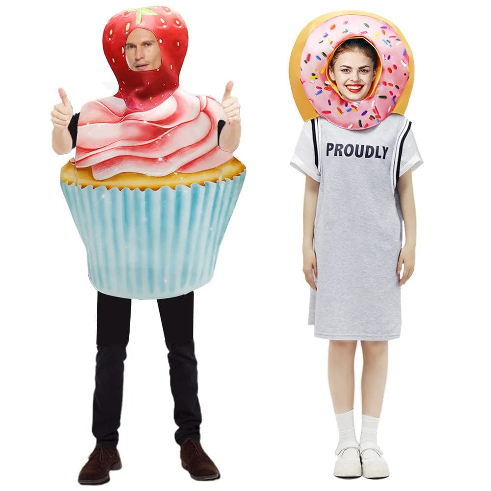 Couples Halloween Costumes Funny and Doughnut Cake Cosplay