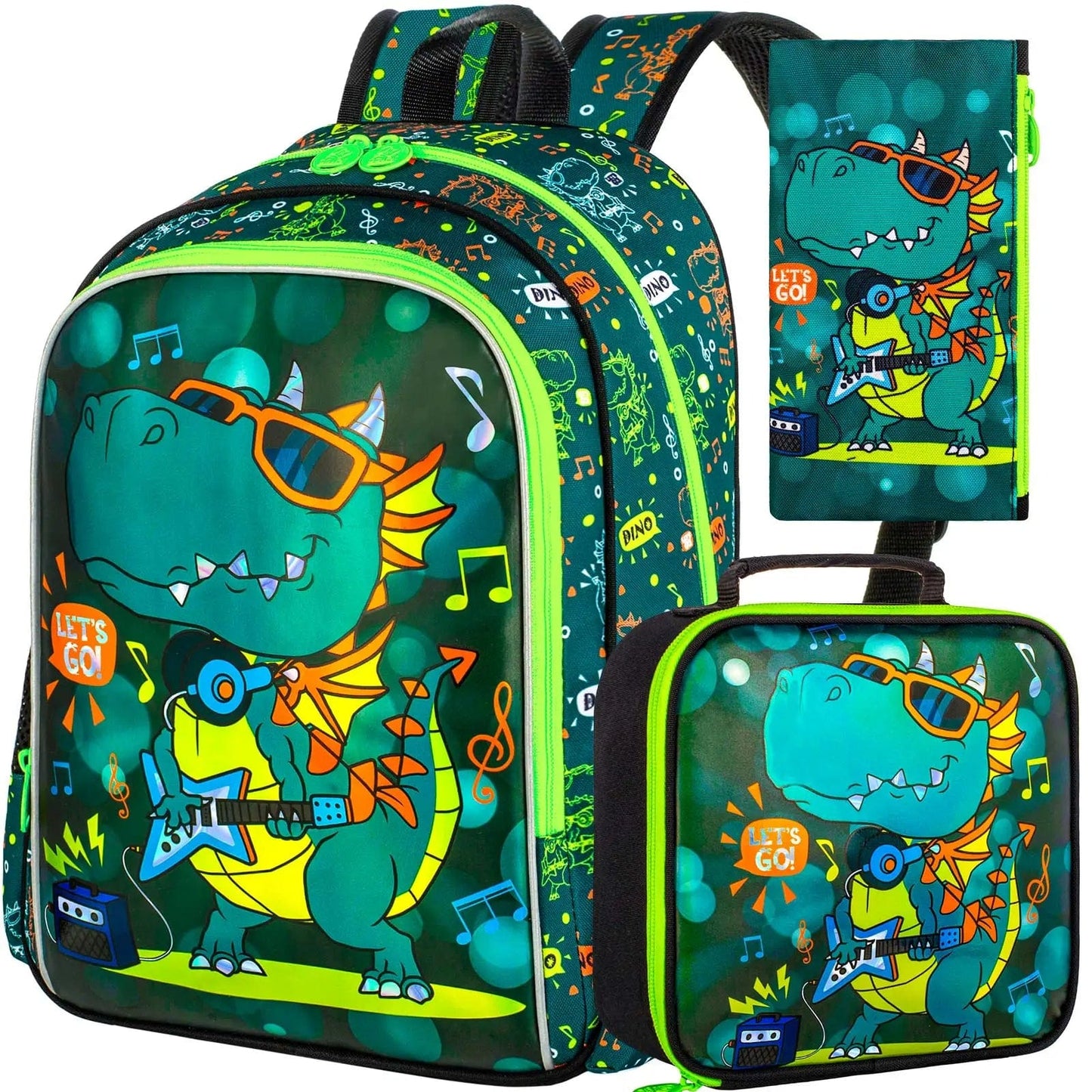 16" Dinosaur Backpack 3pcs with Lunch Box