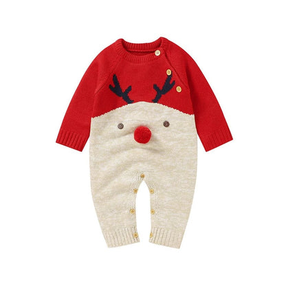 Cozy Reindeer Knit Baby Christmas Pajamas