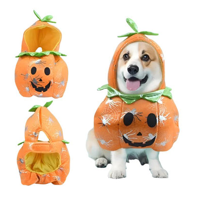 Dog Halloween Costume Pumpkin Jumpsuit