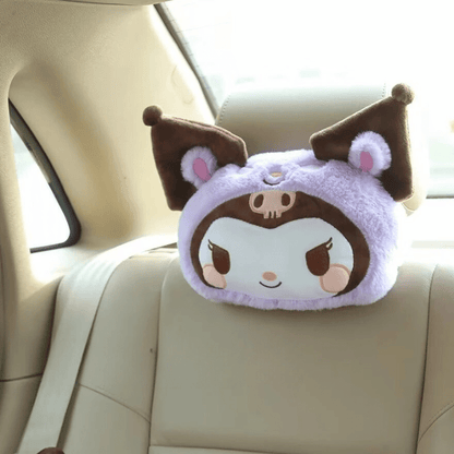 Kuromi Plush Car Headrest & Cushion Set