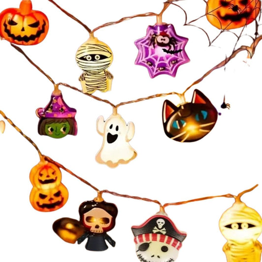 Halloween Decoration LED String Lights - Pumpkins, Ghosts & Spider Webs