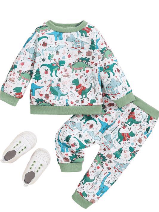 Dinosaur Christmas Baby Pajama Set