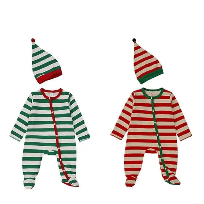 Baby Christmas Pajamas Striped Elf Set