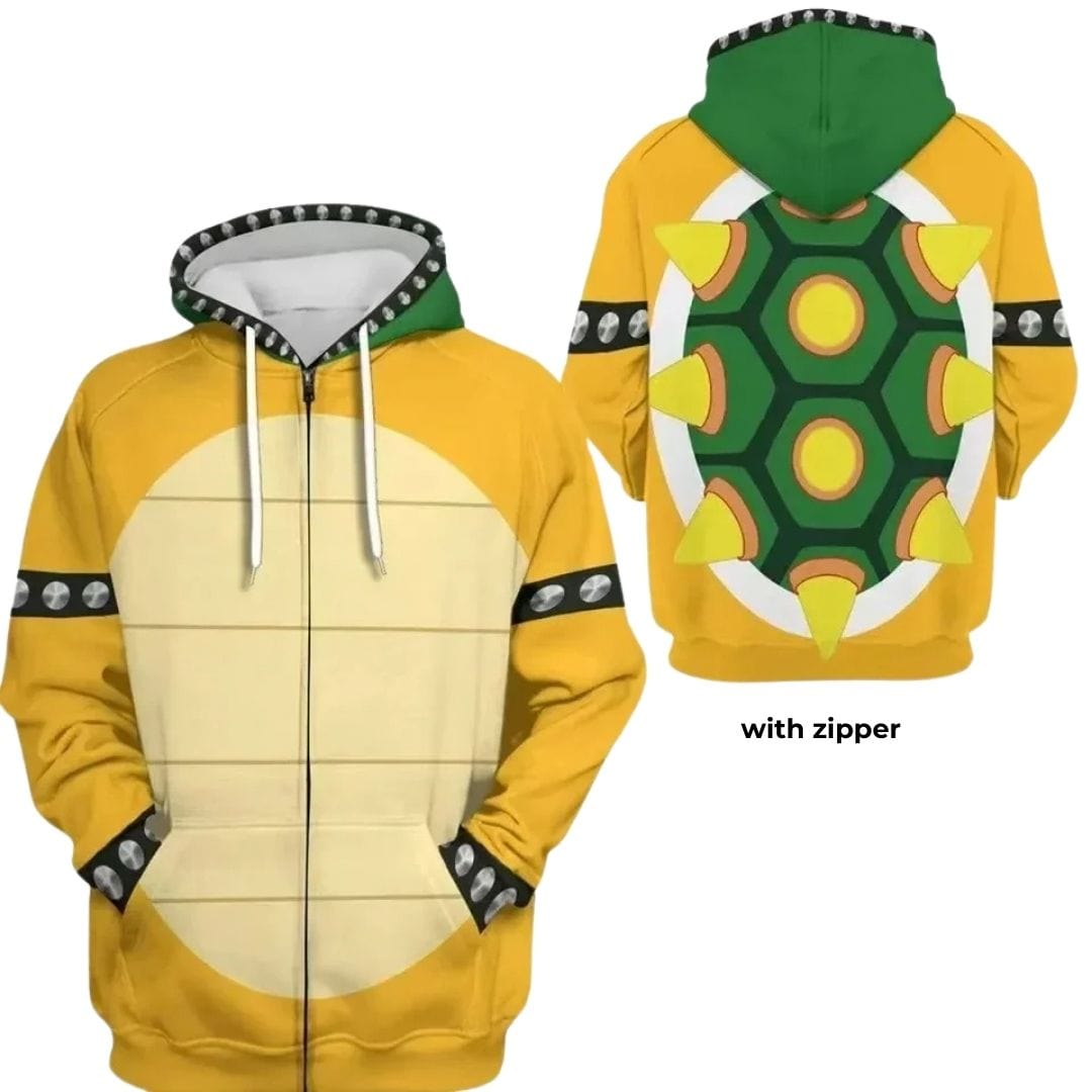 Bowser Costume Print Hip Hop Pullover Hooded