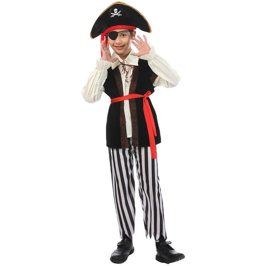 Pirate Costume Boys Striped Outfit with Eyepatch