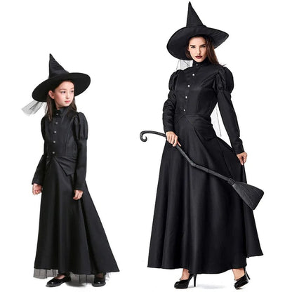 Witch Costume Black Full Length Dress