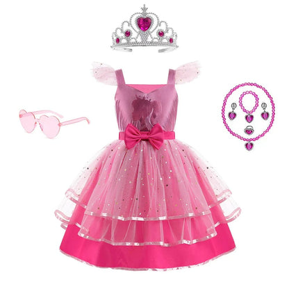 Barbie Costume Kids Flying Sleeve Cosplay Dress