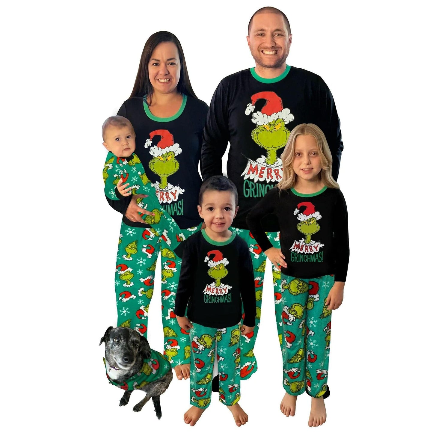 Merry Grinchmas Family Pajama Set with Matching Pet Outfit