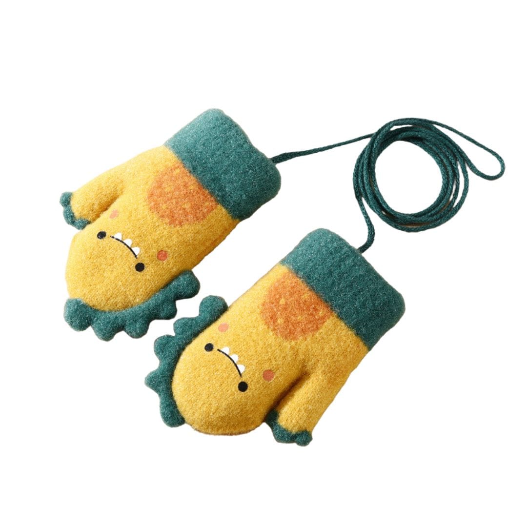 Dino Knit Baby Mittens