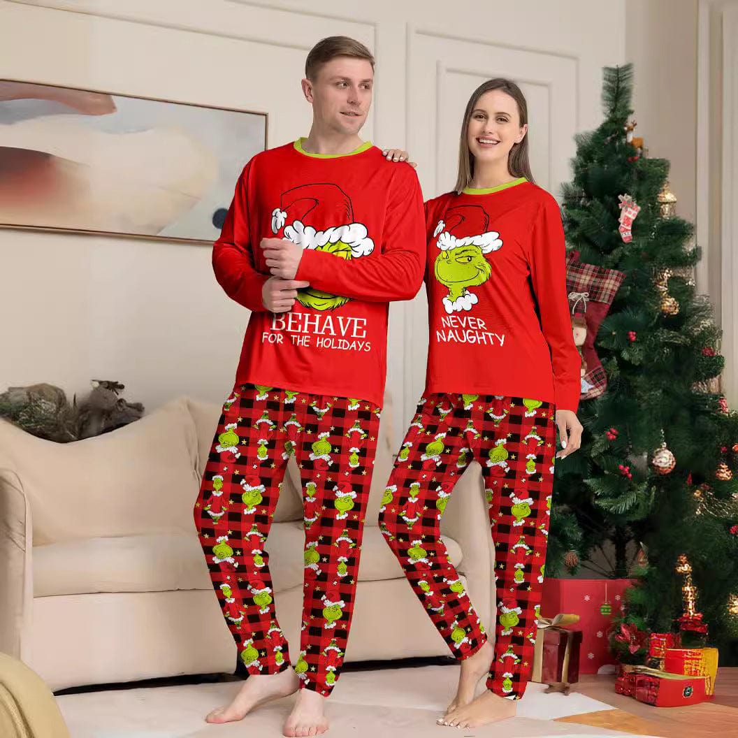 Grinch Family Plaid Christmas Pajama Set