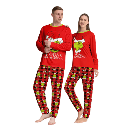 Grinch Family Plaid Christmas Pajama Set