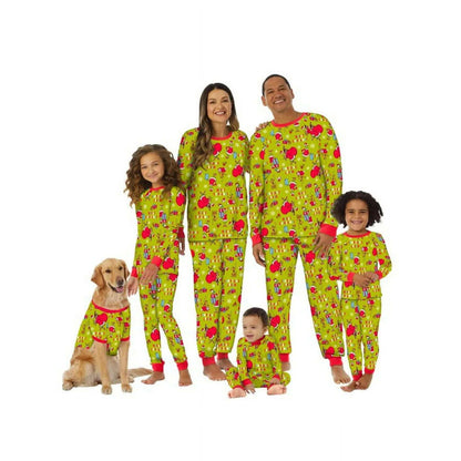 Grinch Christmas Family Pajama Set with Pet Outfit