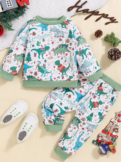 Dinosaur Christmas Baby Pajama Set