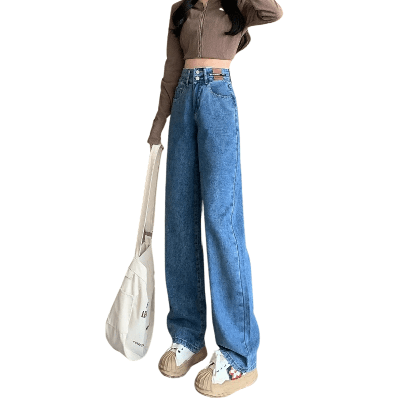 Women's High-Waist Fleece-Lined Wide Leg Jeans