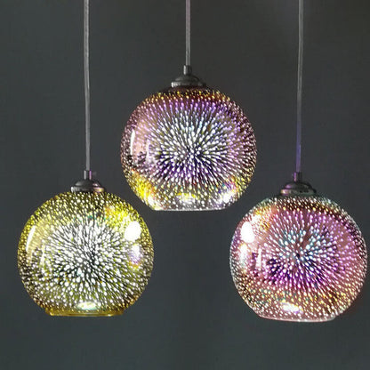 Vibrant 3D Firework Glass Pendant Light