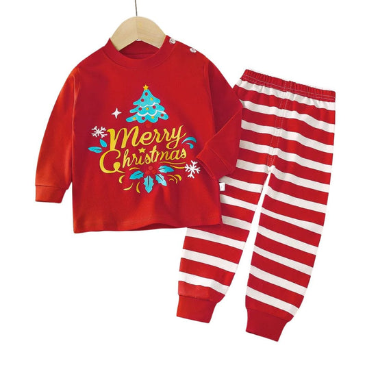 Merry Christmas Striped Pajama Set for Kids