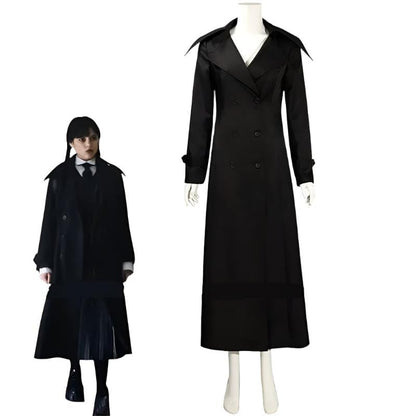 Wednesday Addams Costume  New Wednesday Addams Black Trench Coat