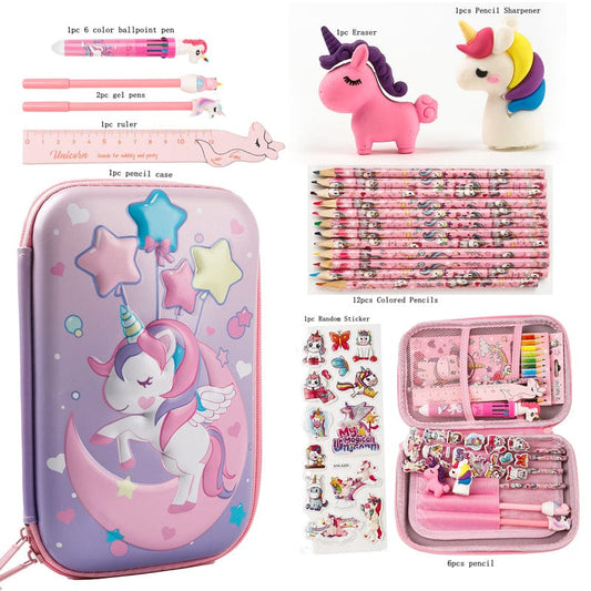 26Pcs Set 3D Pencil Cases Cute EVA