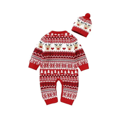 Baby Christmas Pajamas Reindeer Knitted Set