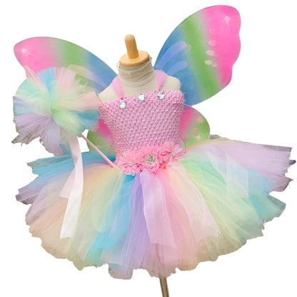 Fairy Costume Girls Pastel Butterfly Fairy Dress