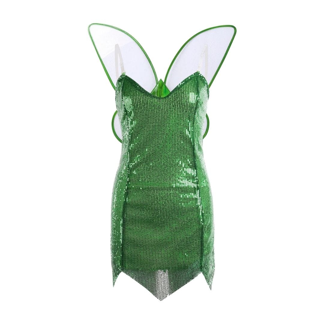 Fairy Costume Women Short Mini Dress Wings