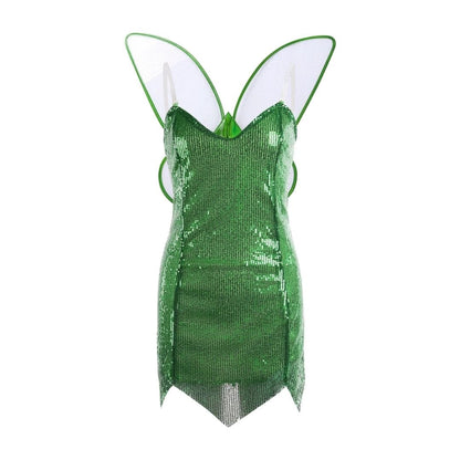 Fairy Costume Women Short Mini Dress Wings