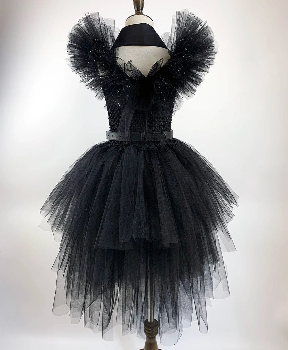 Wednesday Addams Costume Kids Black Multilayer Tutu Dress