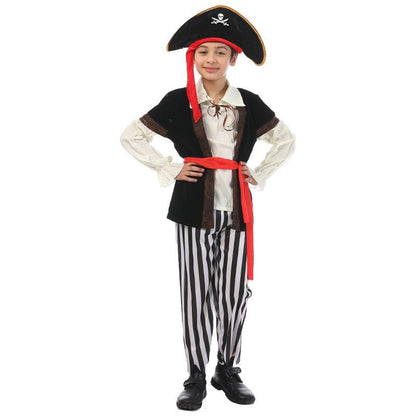 Pirate Costume Boys Striped Outfit with Eyepatch