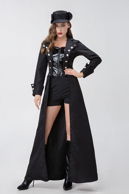 Pirate Costume Women Regal Black Captain Coat