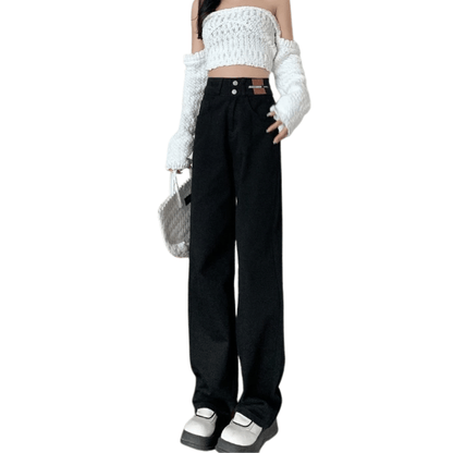 Women's High-Waist Fleece-Lined Wide Leg Jeans