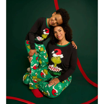 Merry Grinchmas Family Pajama Set with Matching Pet Outfit