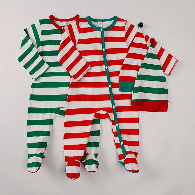 Baby Christmas Pajamas Striped Elf Set