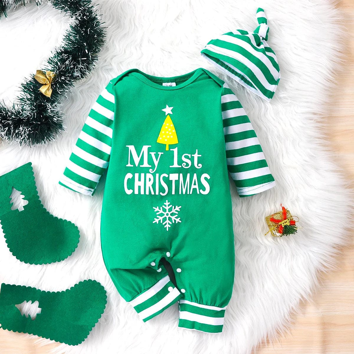 My 1st Christmas Baby Romper Pajamas