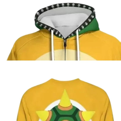 Bowser Costume Print Hip Hop Pullover Hooded